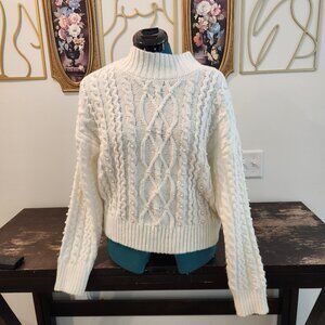 White with Pearl Turtleneck Sweater Fall/Winter
